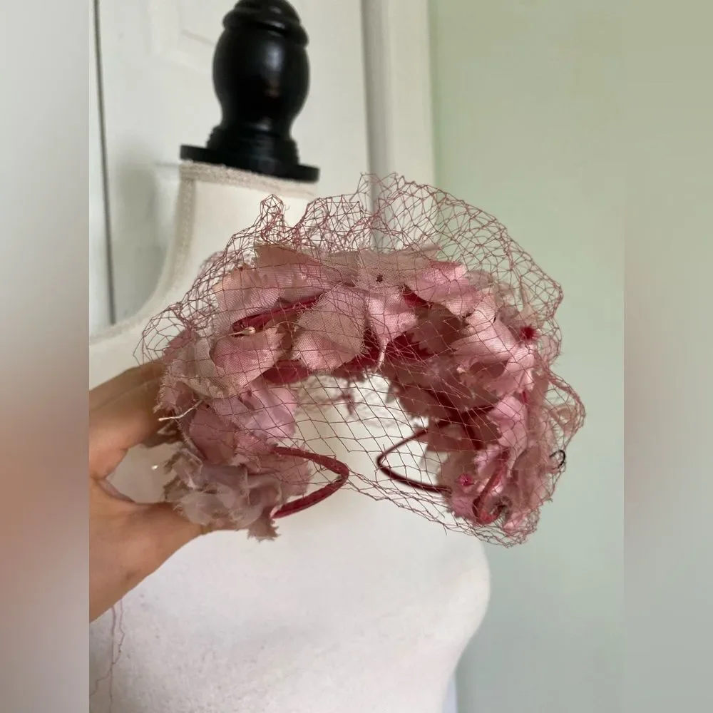1950s Vintage Pink Flower & Bow Hat - Picture 7 of 9